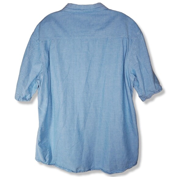 Retrofit Mens Button Up Short Sleeve Blue Shirt Gray Pocket Size XL - Picture 2 of 6